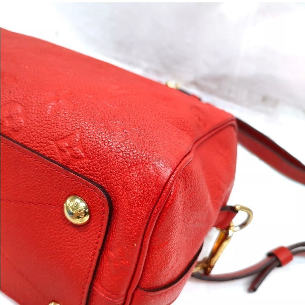 Louis Vuitton Red Enpreinte LV Embossed Leather M40758 Speedy Bandouliere 25 - Picture 5 of 16